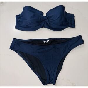 J. Crew Black and Navy Blue Bikini Set Womens Sz S
